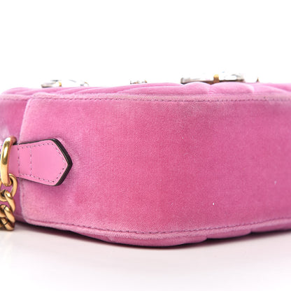 Gucci Velvet Matelasse Marquise Crystals Mini GG Marmont Chain Shoulder Bag Malva 8 of 12