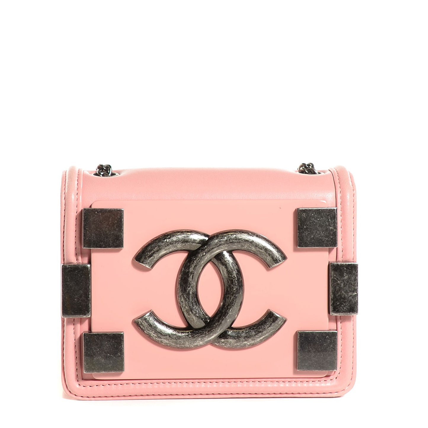 Lambskin Plexiglass Boy Brick Flap Pink