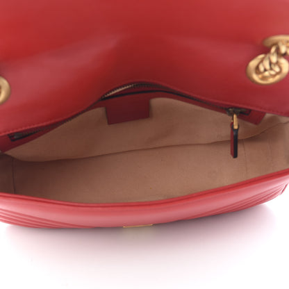 Gucci Calfskin Matelasse Small GG Marmont Shoulder Bag Hibiscus Red 4 of 8