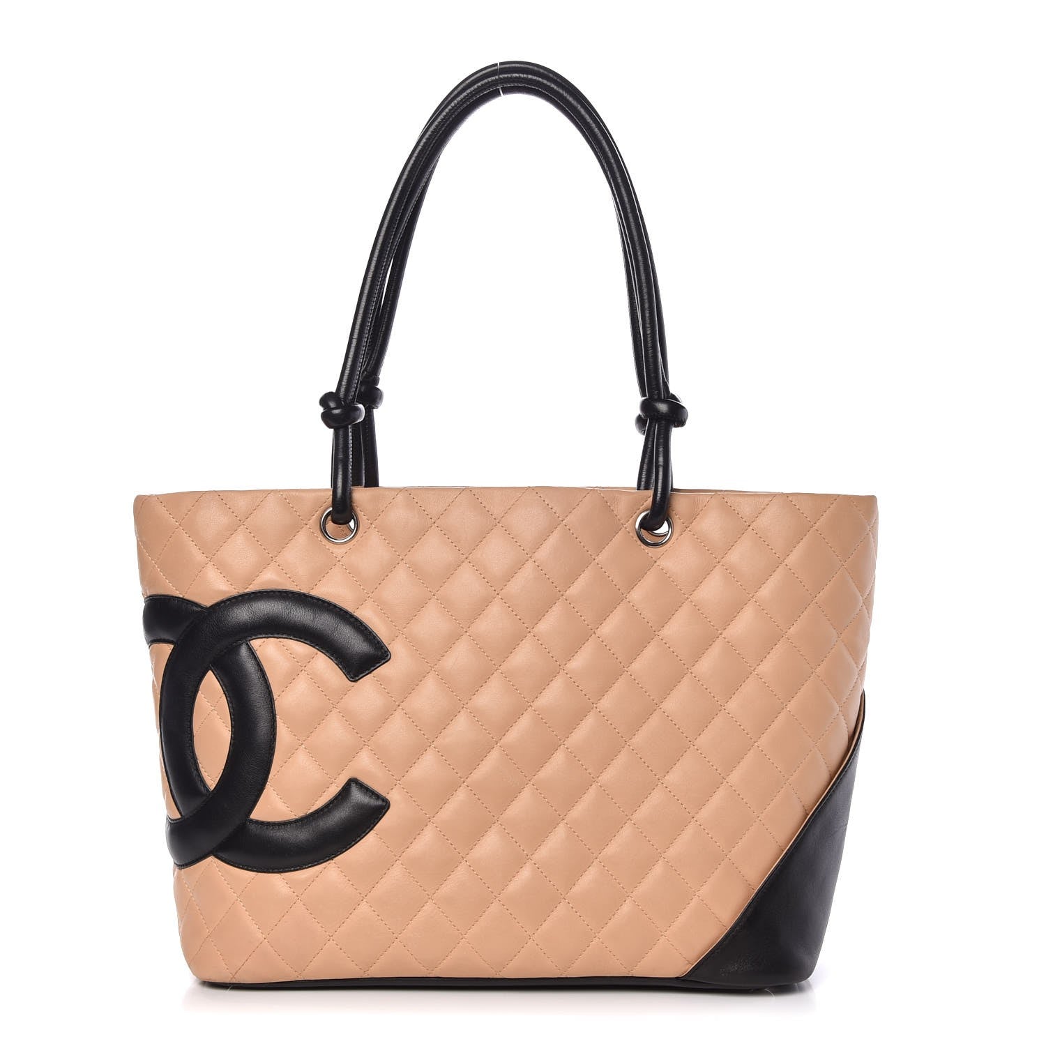 Chanel Calfskin Quilted Large Cambon Tote Beige Black 1 of 16