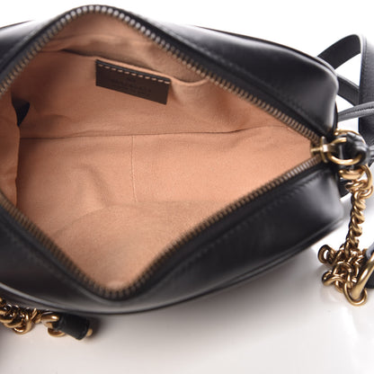 Gucci Calfskin Matelasse Mini GG Marmont Chain Shoulder Bag Black 5 of 10
