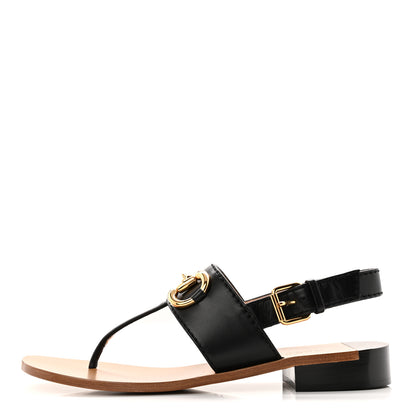 Gucci Nappa Charlotte Horsebit Thong Sandals 40 Black 1 of 10