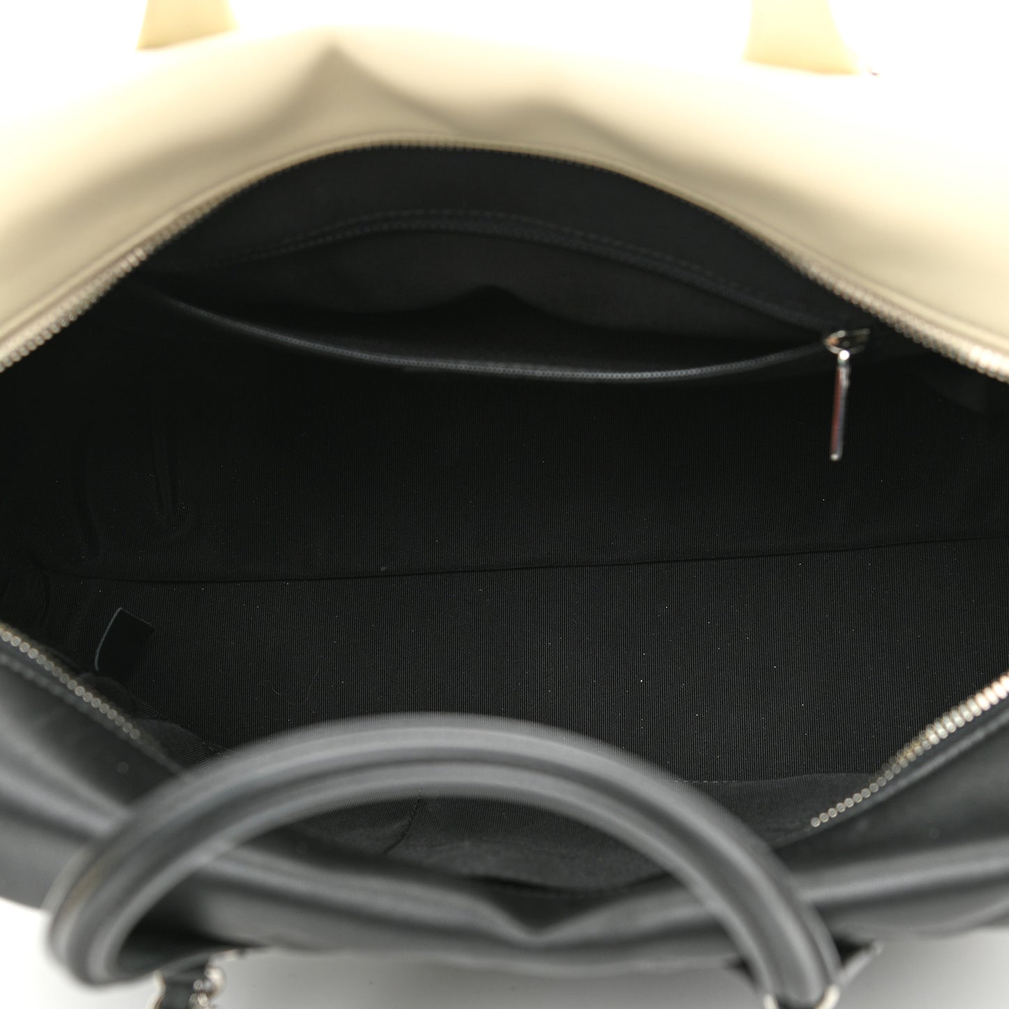 Calfskin Quilted Large Feather Weight Bowling Bag Black Ivory