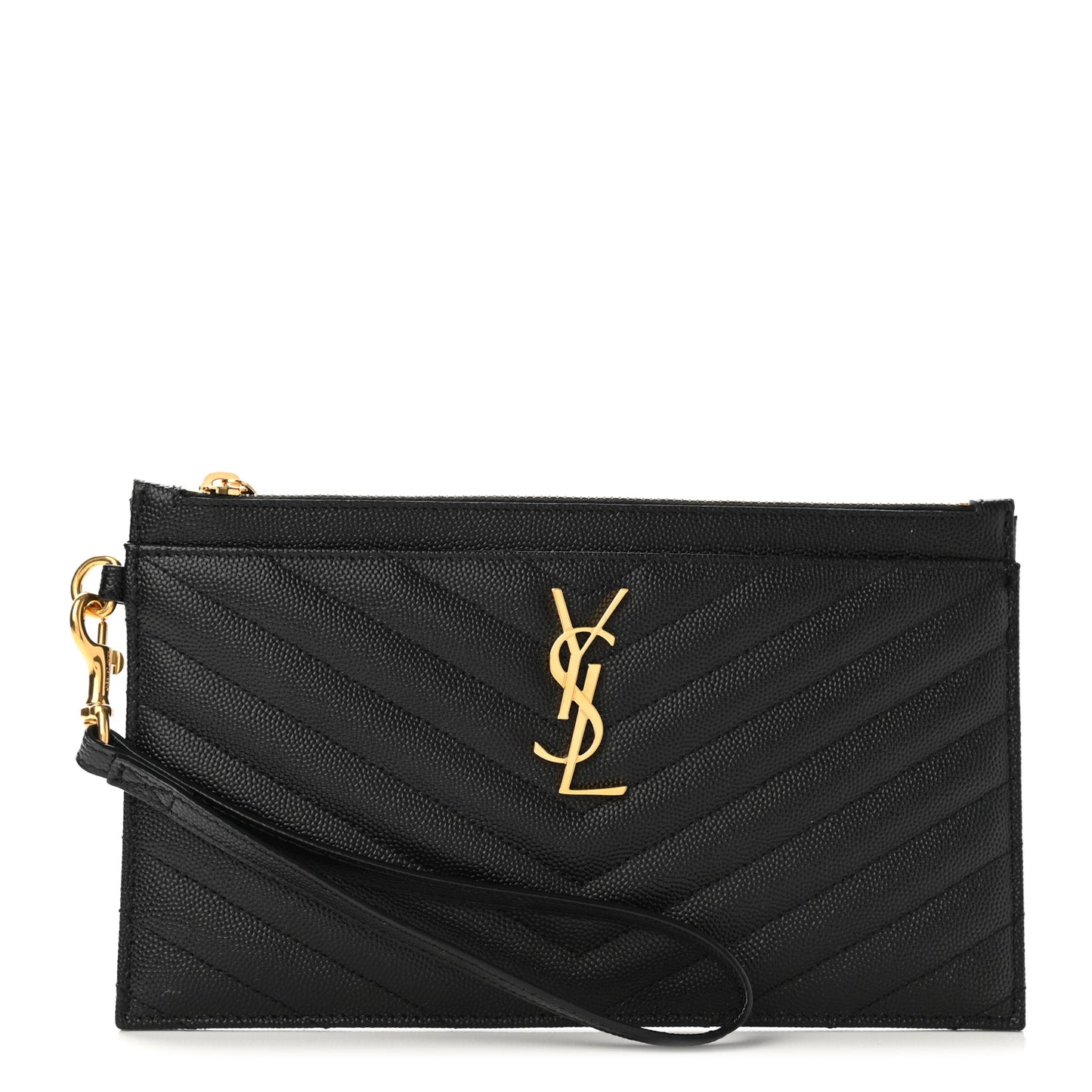 Grain De Poudre Chevron Monogram Large Bill Pouch Black