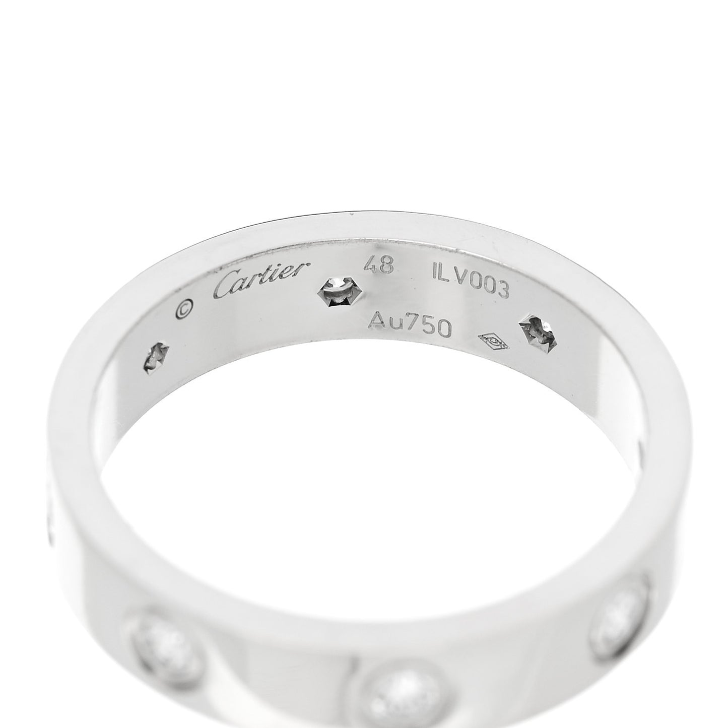 18K White Gold 8 Diamond 4mm LOVE Wedding Band Ring 48 4.5