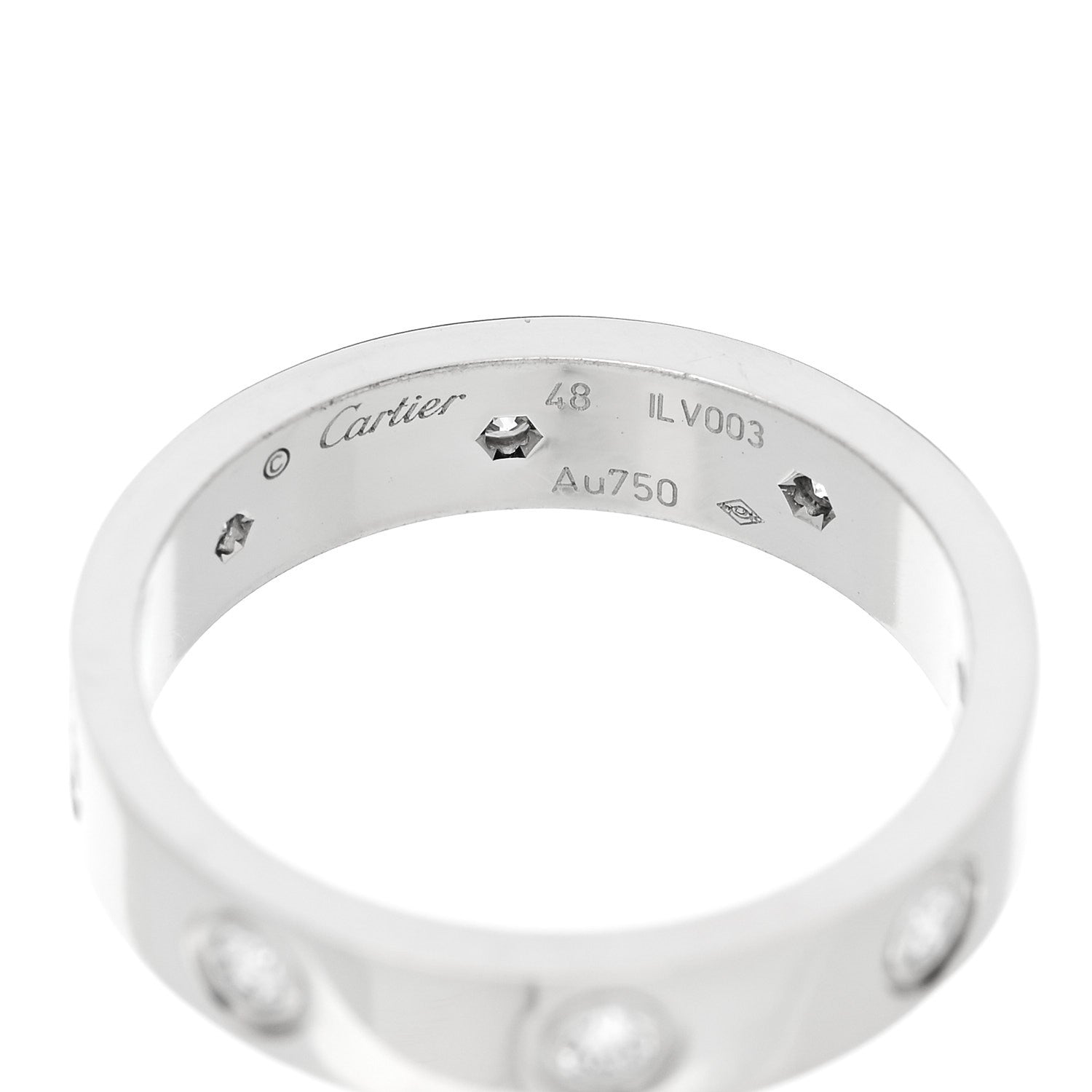 Cartier 18K White Gold 8 Diamond 4mm LOVE Wedding Band Ring 48 4.5 4 of 5