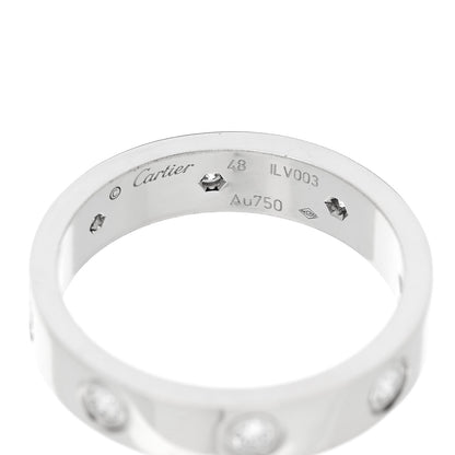 Cartier 18K White Gold 8 Diamond 4mm LOVE Wedding Band Ring 48 4.5 4 of 5