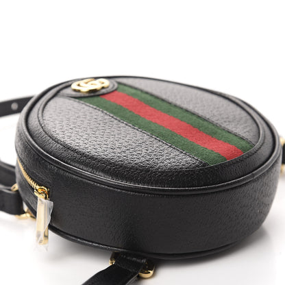 Gucci Grained Calfskin Web Mini Ophidia Round Backpack Black 3 of 10