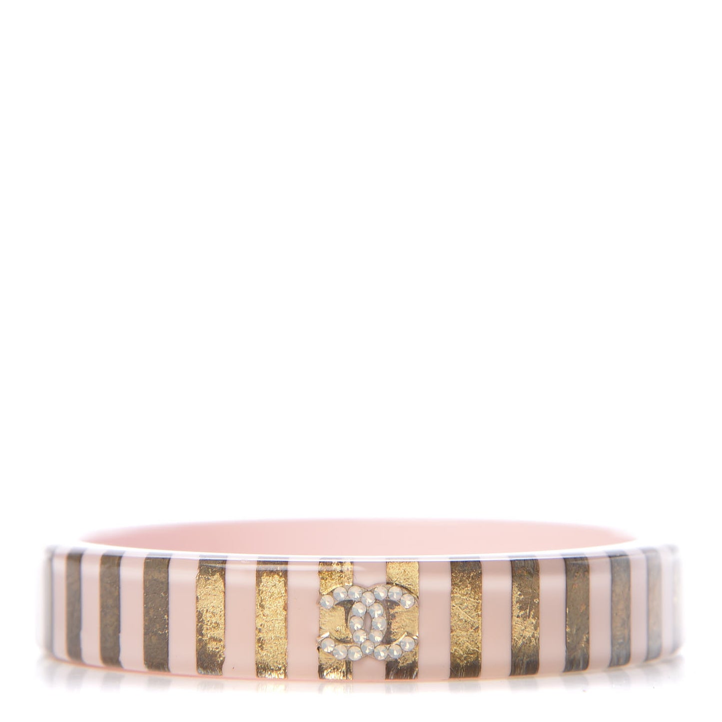 Resin Crystal Striped CC Cuff Bangle Rose Gold