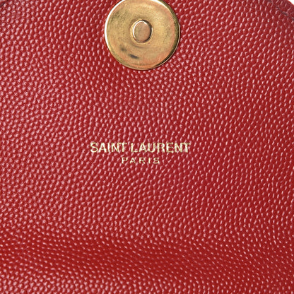 Saint Laurent Grain De Poudre Matelasse Chevron Large Monogram Satchel Lipstick Red 6 of 24