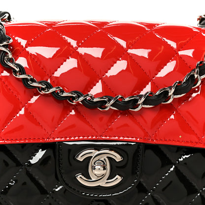 Chanel Patent Calfskin Quilted Bi-Color Mini Rectangular Flap Red Black 9 of 12