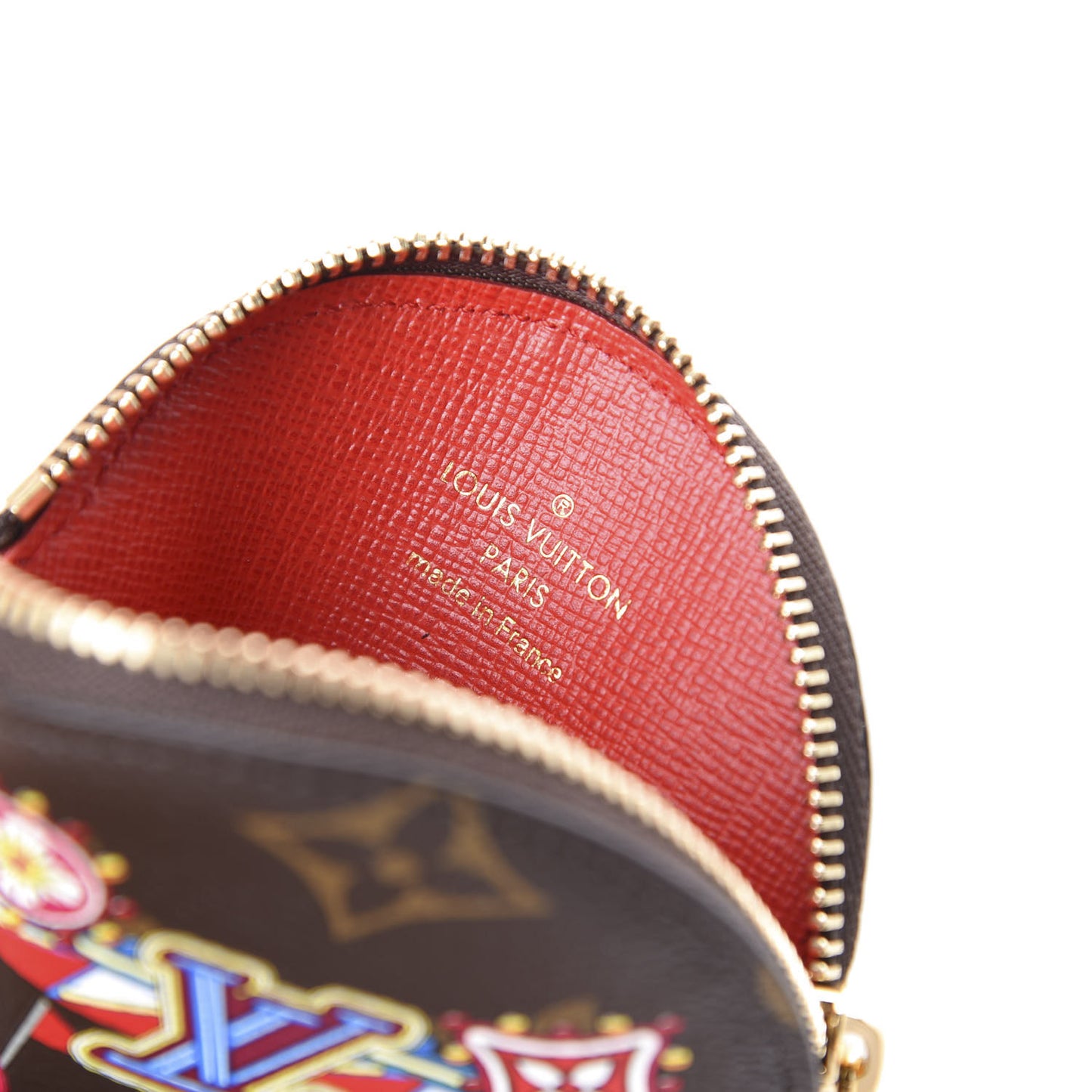 Monogram 2020 Christmas Animation Bumper Cars Round Coin Purse Coquelicot