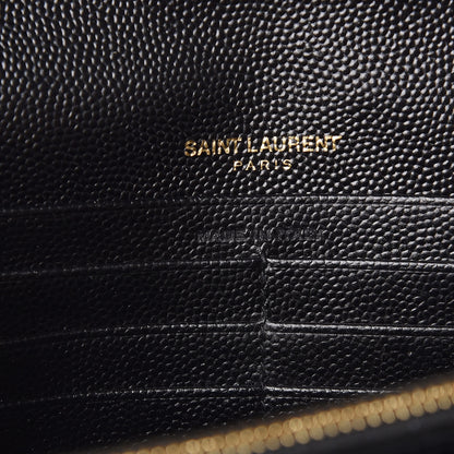 Saint Laurent Grain De Poudre Matelasse Chevron Monogram Chain Wallet Black 6 of 9