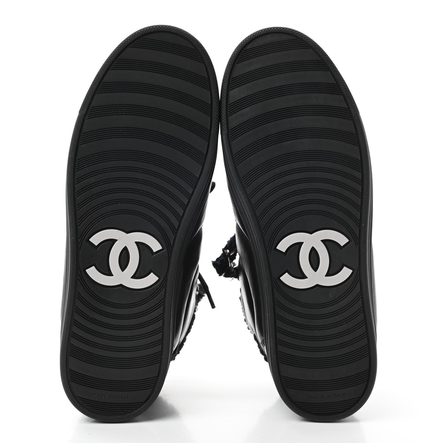Chanel Lambskin Tweed Zipped Sneakers 35.5 Black Blue 5 of 8