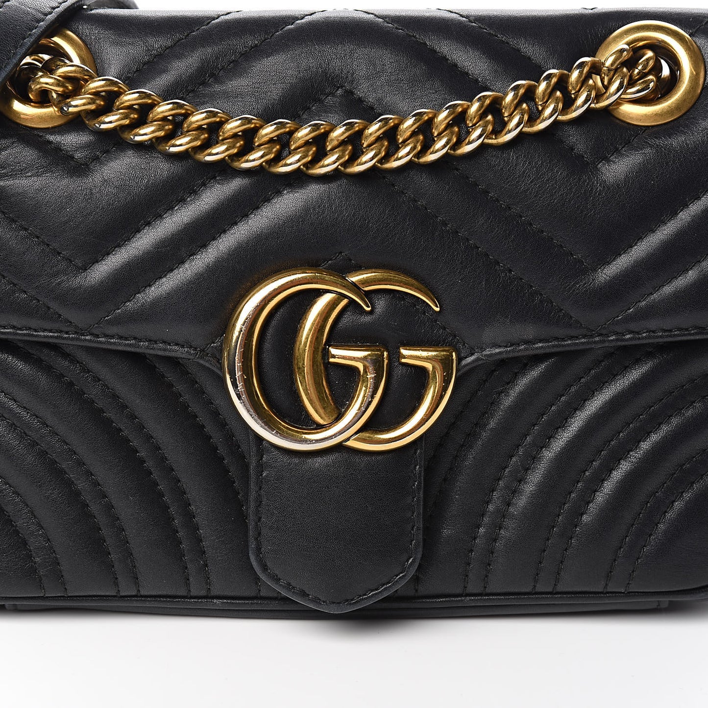 Calfskin Matelasse Mini GG Marmont Shoulder Bag Black