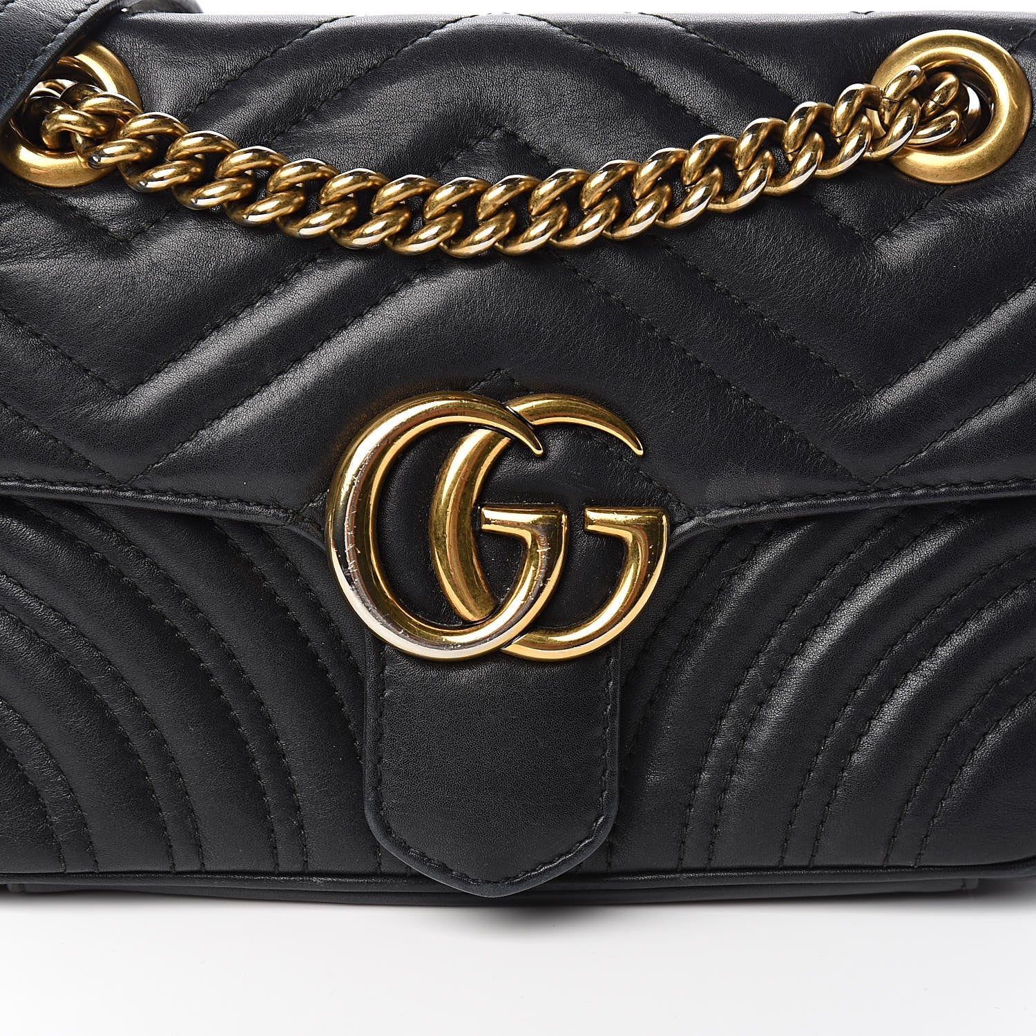Gucci Calfskin Matelasse Mini GG Marmont Shoulder Bag Black 10 of 11