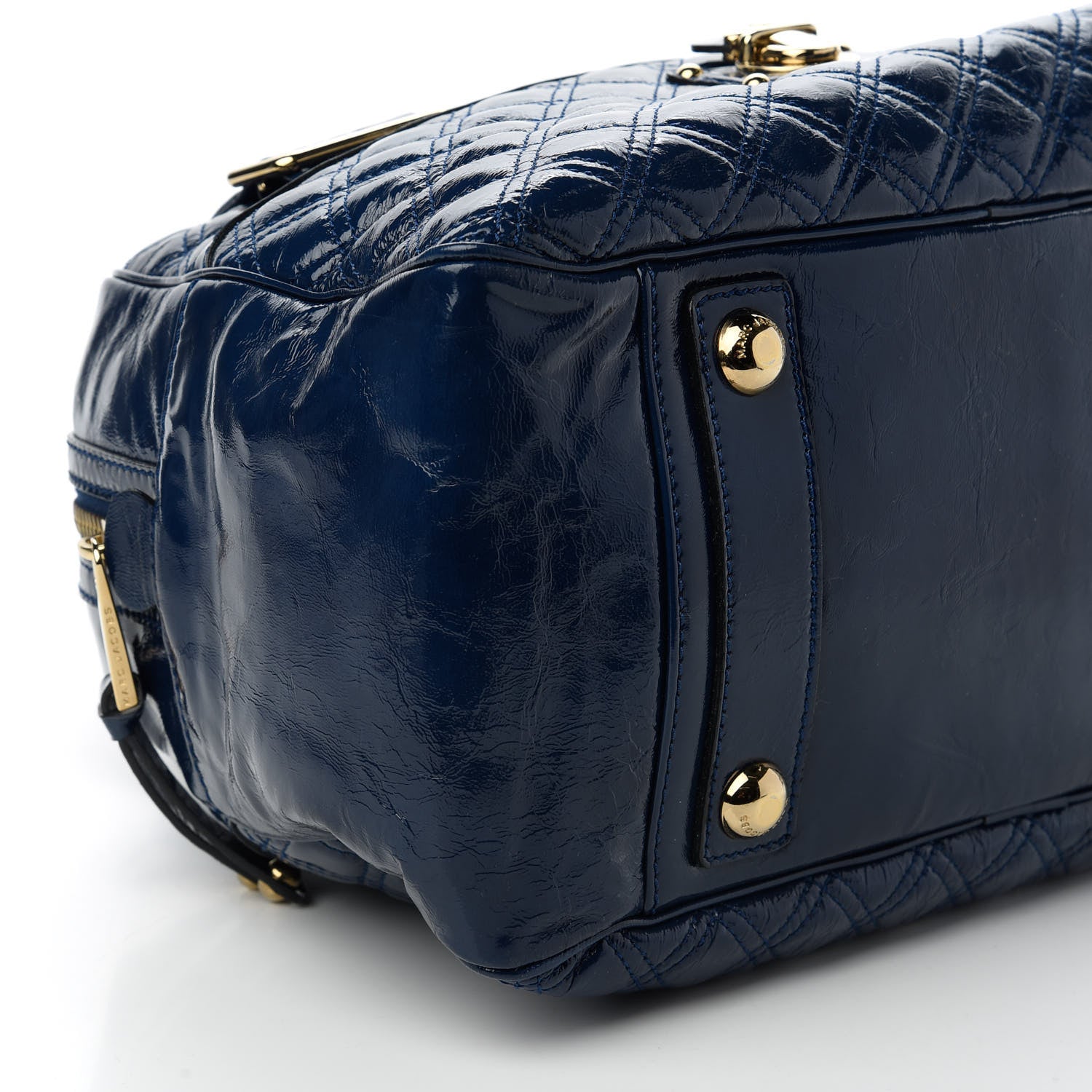 Marc Jacobs Patent Goatskin Quilted Large Ursula Bowler Midnight 6 of 10