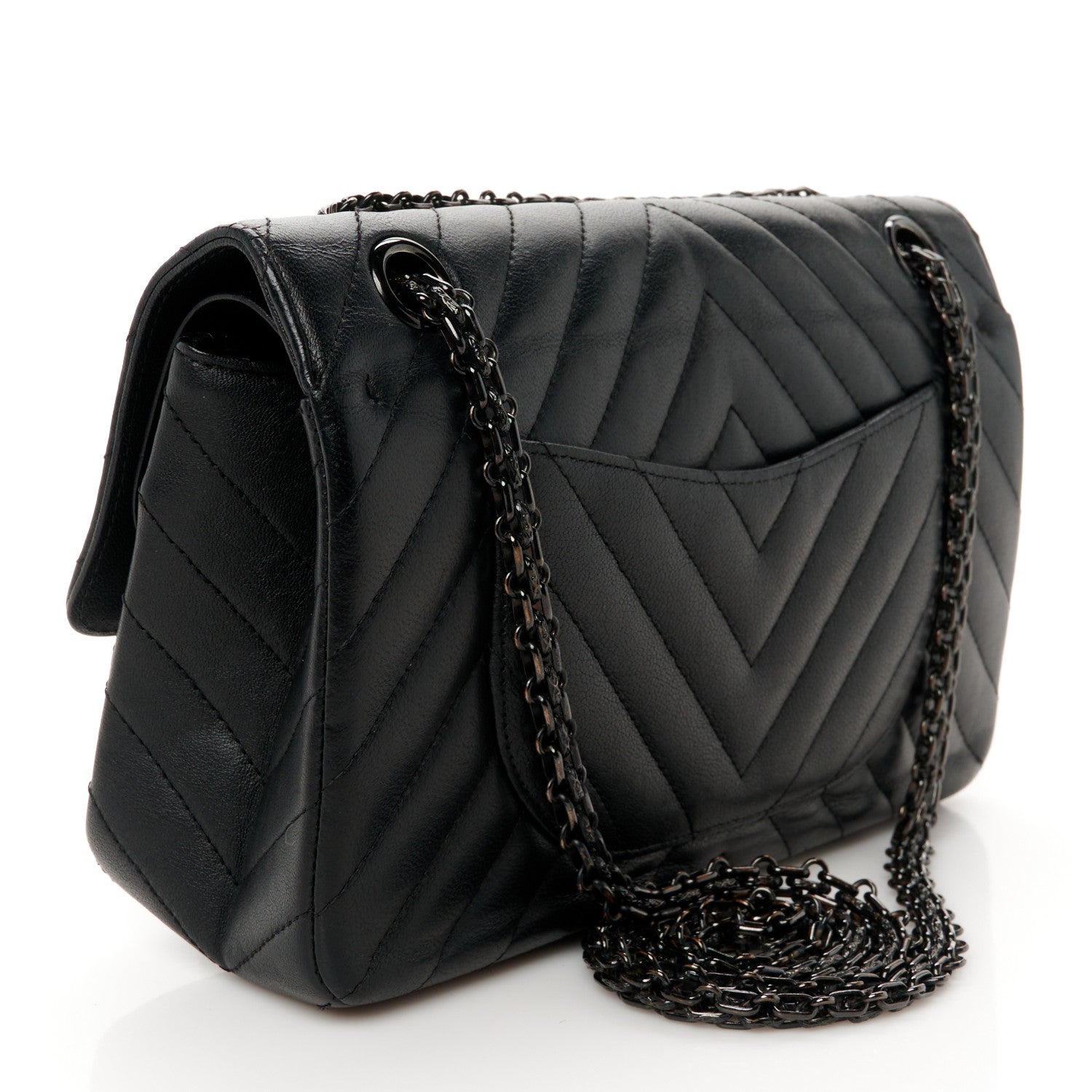 Chanel Sheepskin Chevron Quilted 2.55 Reissue 225 Double Flap So Black 3 of 10