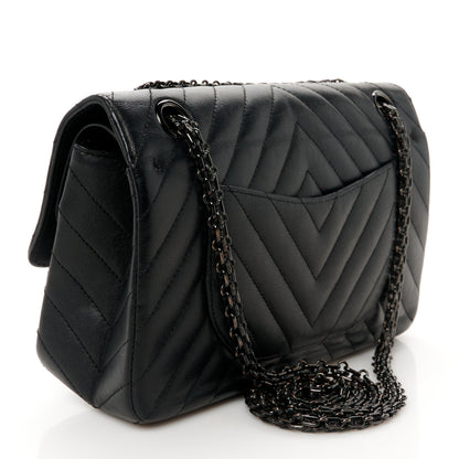 Chanel Sheepskin Chevron Quilted 2.55 Reissue 225 Double Flap So Black 3 of 10