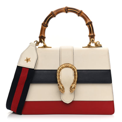 Gucci Calfskin Bamboo Web Medium Dionysus Top Handle Bag White Blue Hibiscus Red 1 of 21