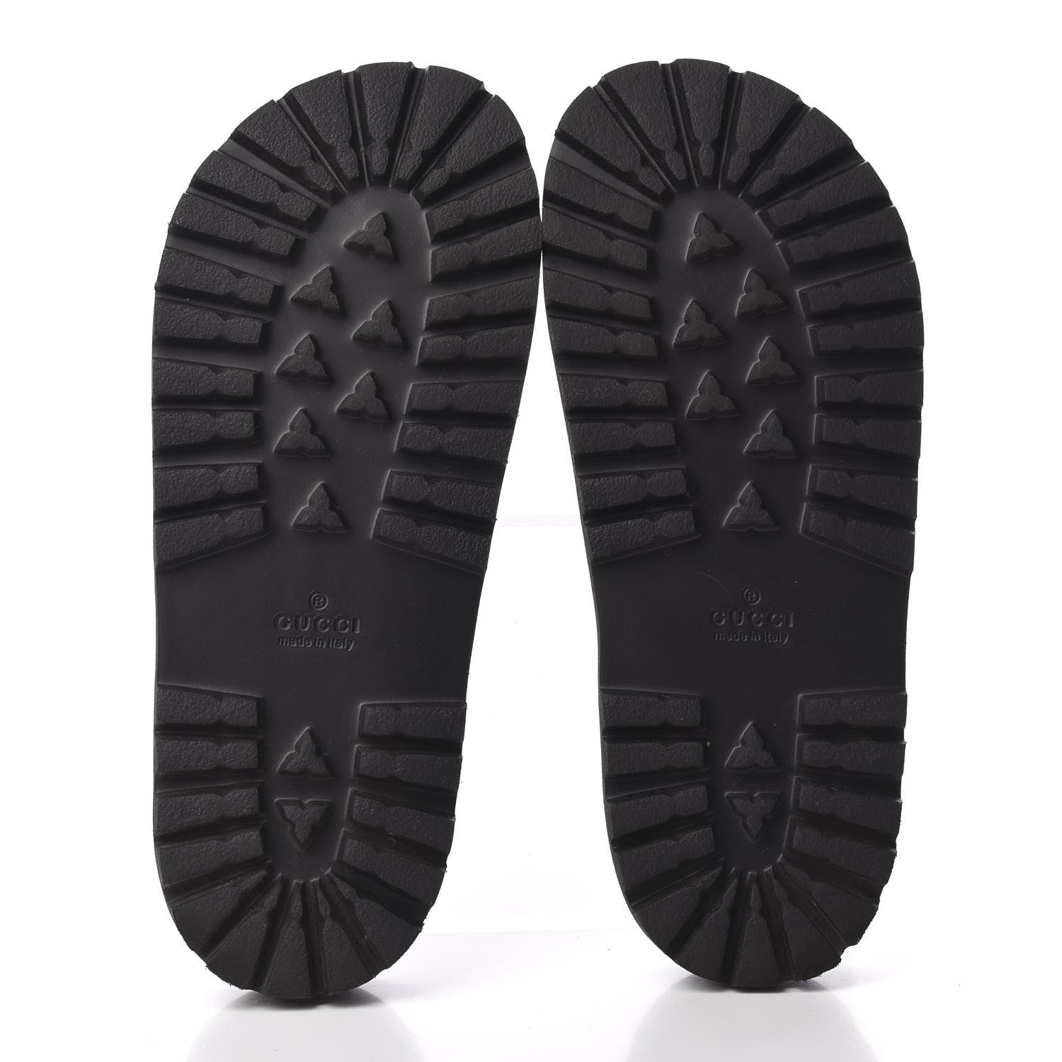 Gucci Rubber Web Mens Lug Sole Slide Sandals 5 Black Green Red 5 of 7