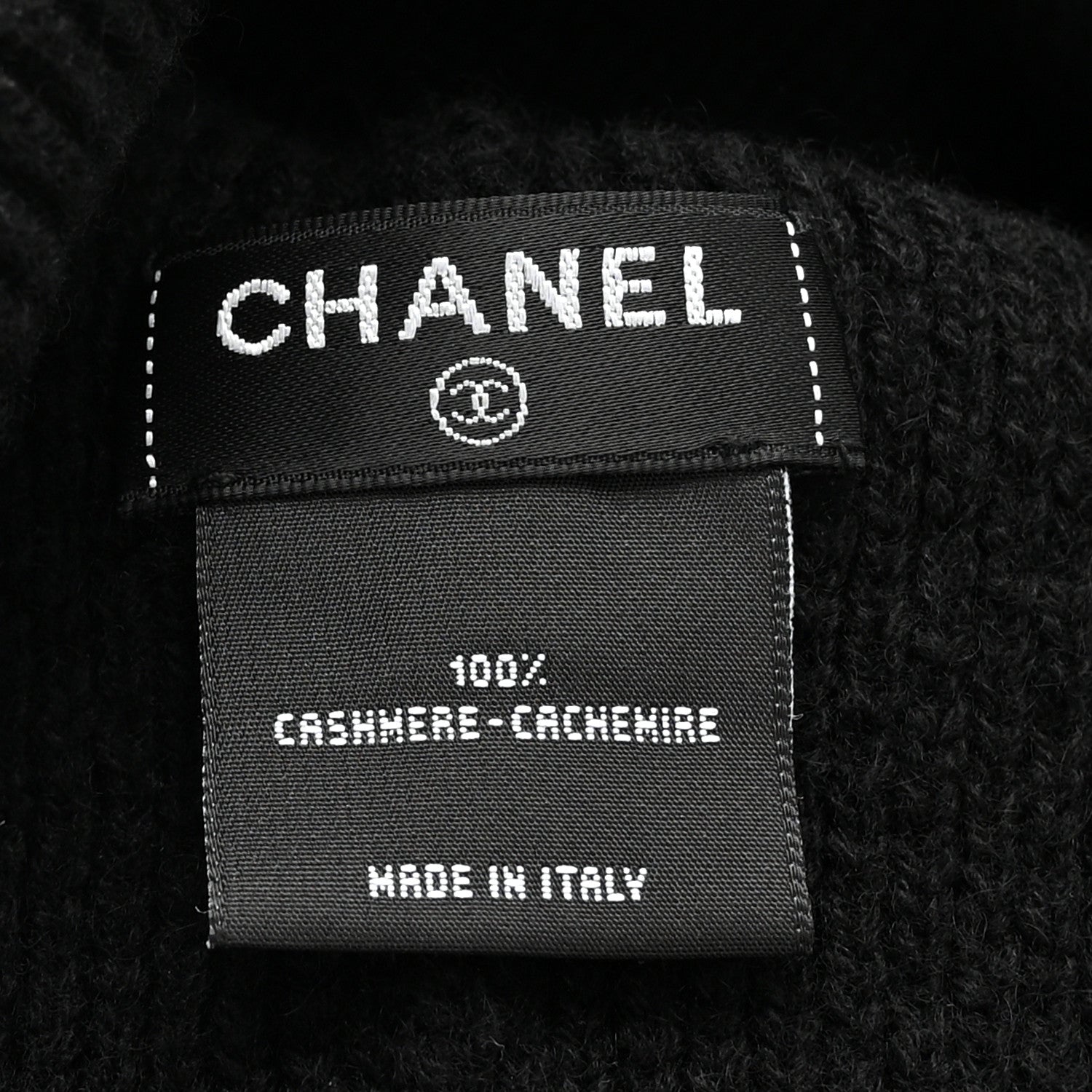 Chanel Cashmere CC Logo Beanie Hat Black 5 of 5