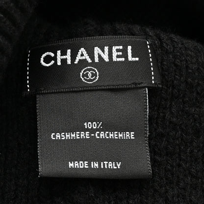 Chanel Cashmere CC Logo Beanie Hat Black 5 of 5
