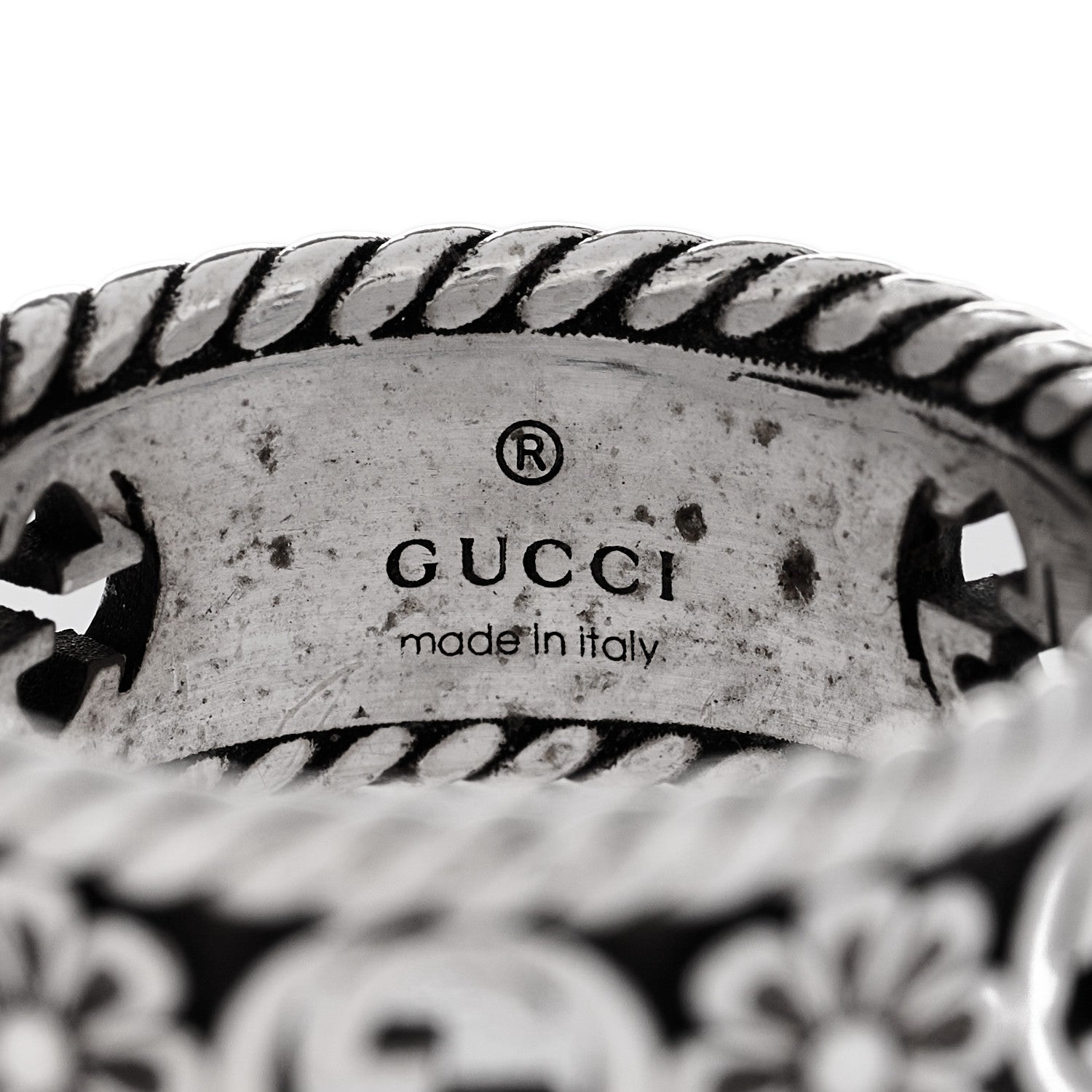 Gucci Sterling Silver Interlocking G Flower Ring 52 6 1736486