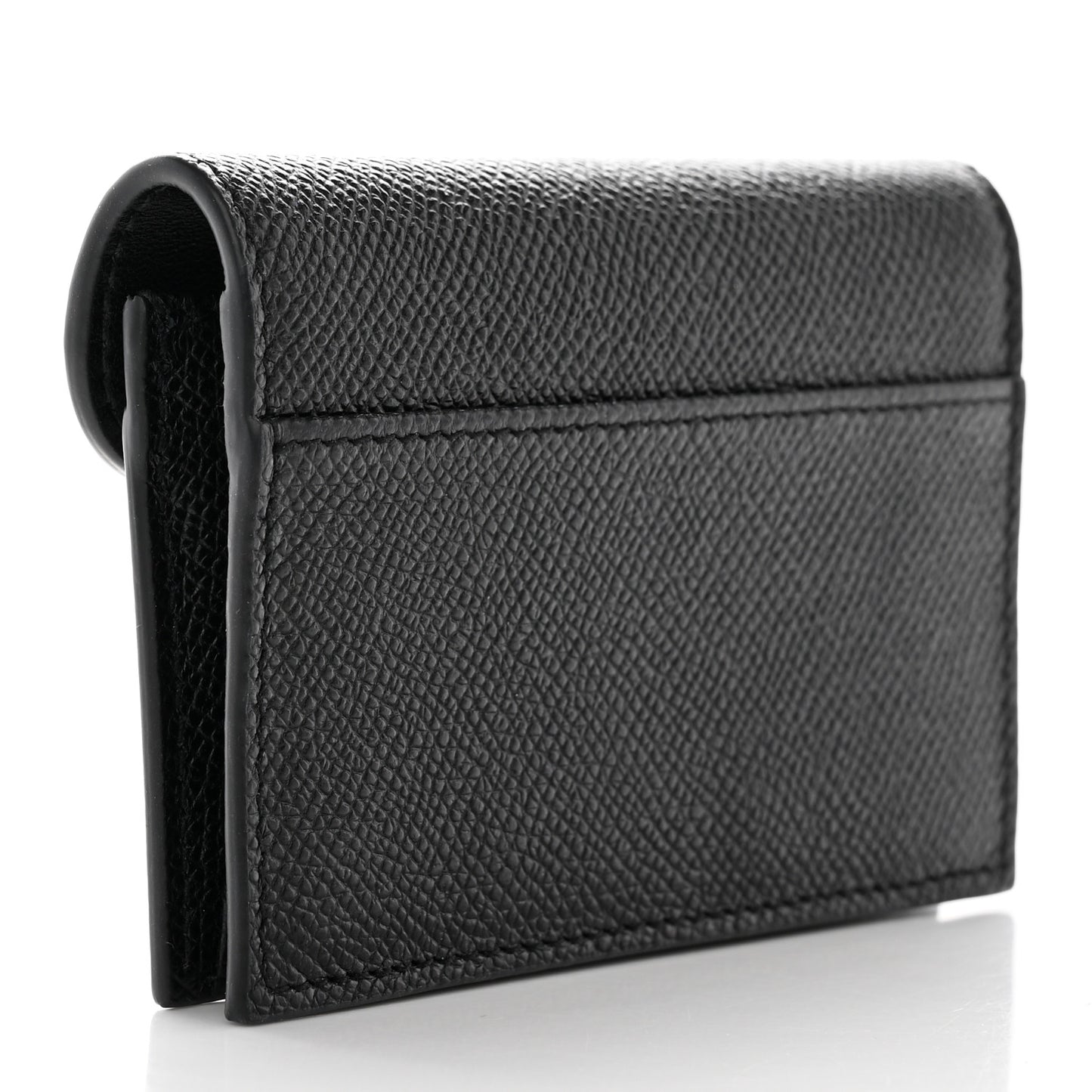 Grained Calfskin Saddle Card Holder Black