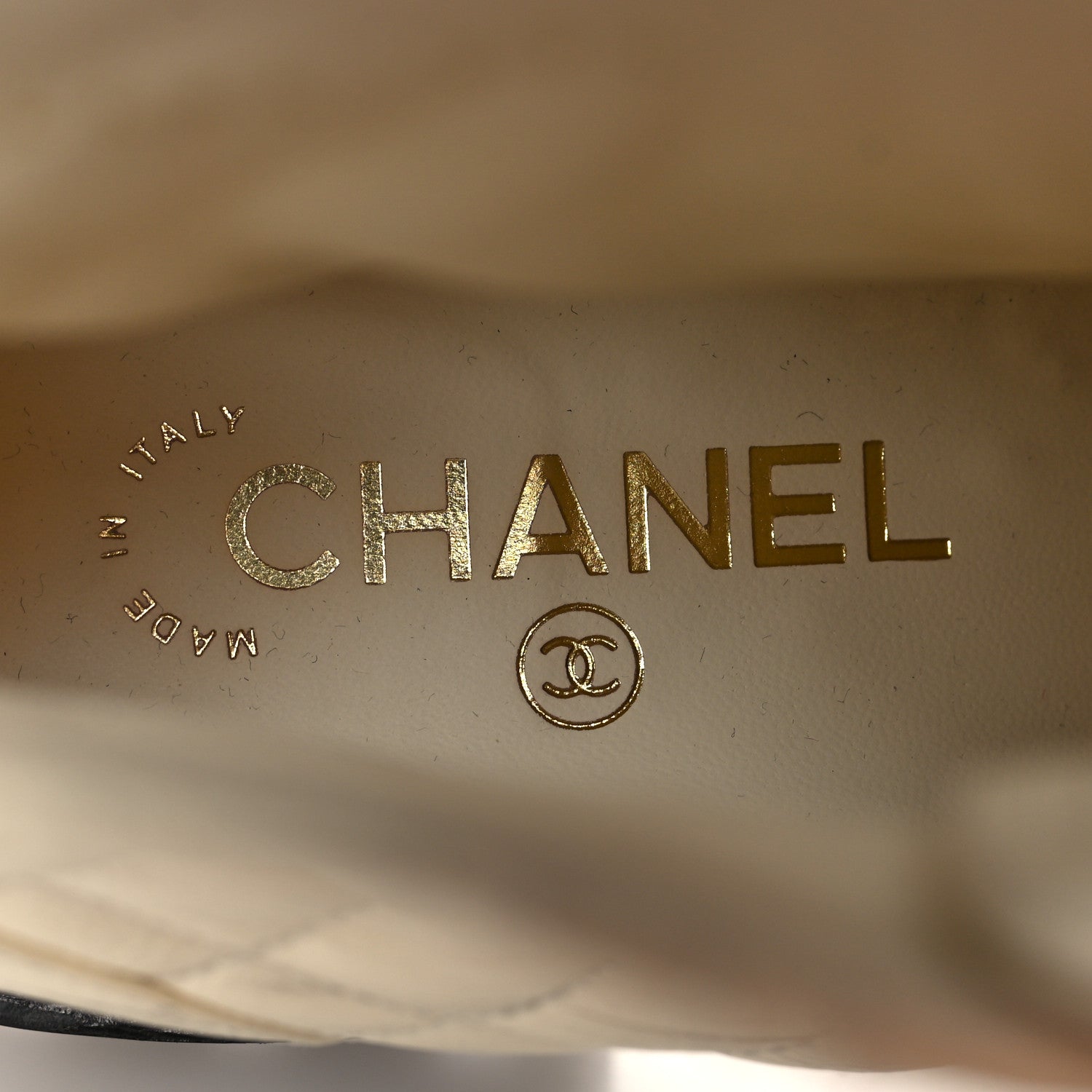 Chanel Shiny Calfskin Quilted Lace Up Combat Boots 37.5 Ivory Black 7 of 9