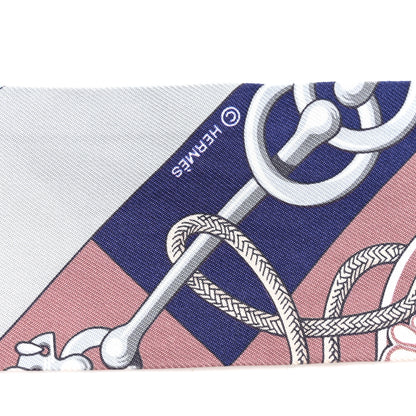 Hermes Silk Cliquetis Twilly Marine White Marron 4 of 4