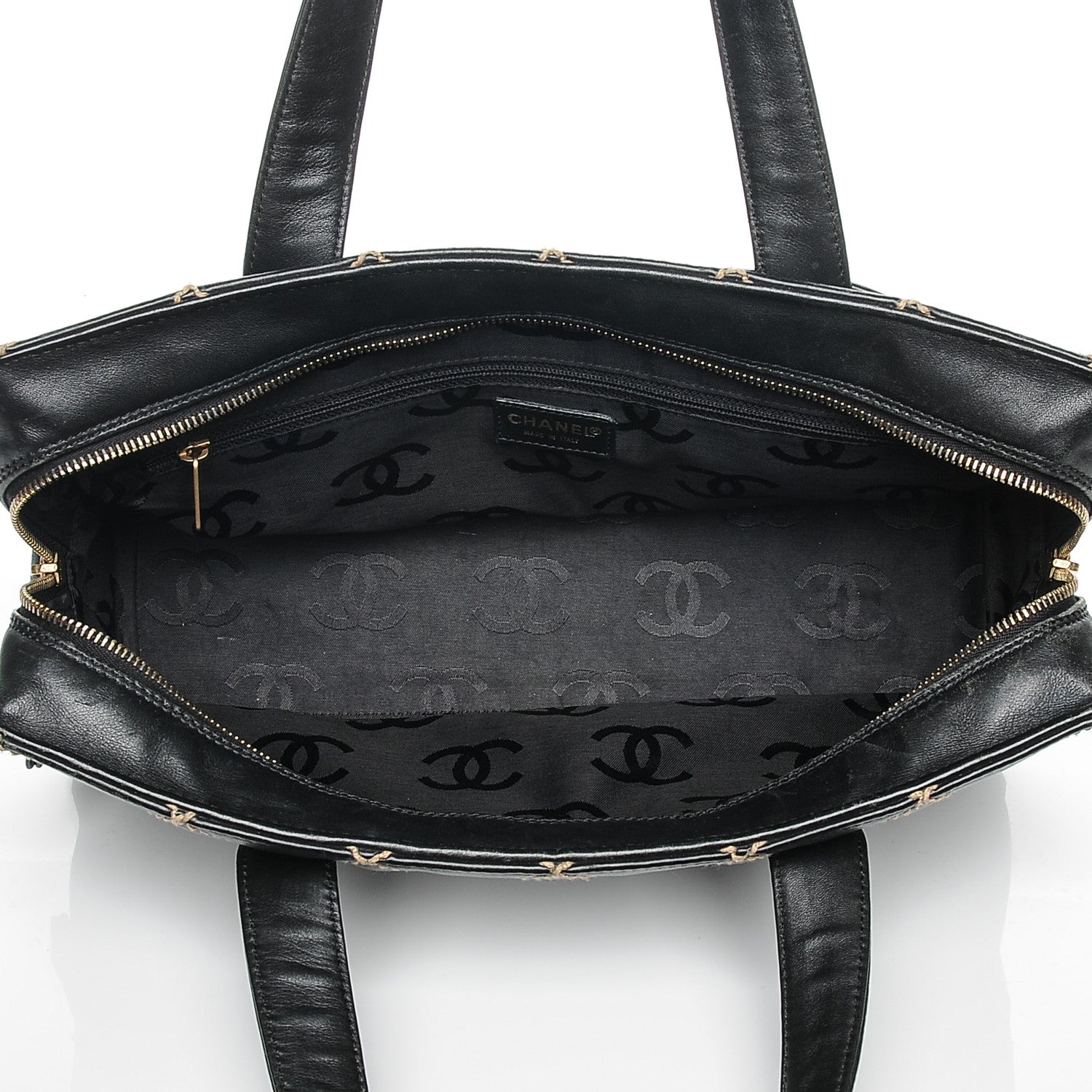 Chanel Calfskin Contrast Stitch Surpique Bowler Black 5 of 7