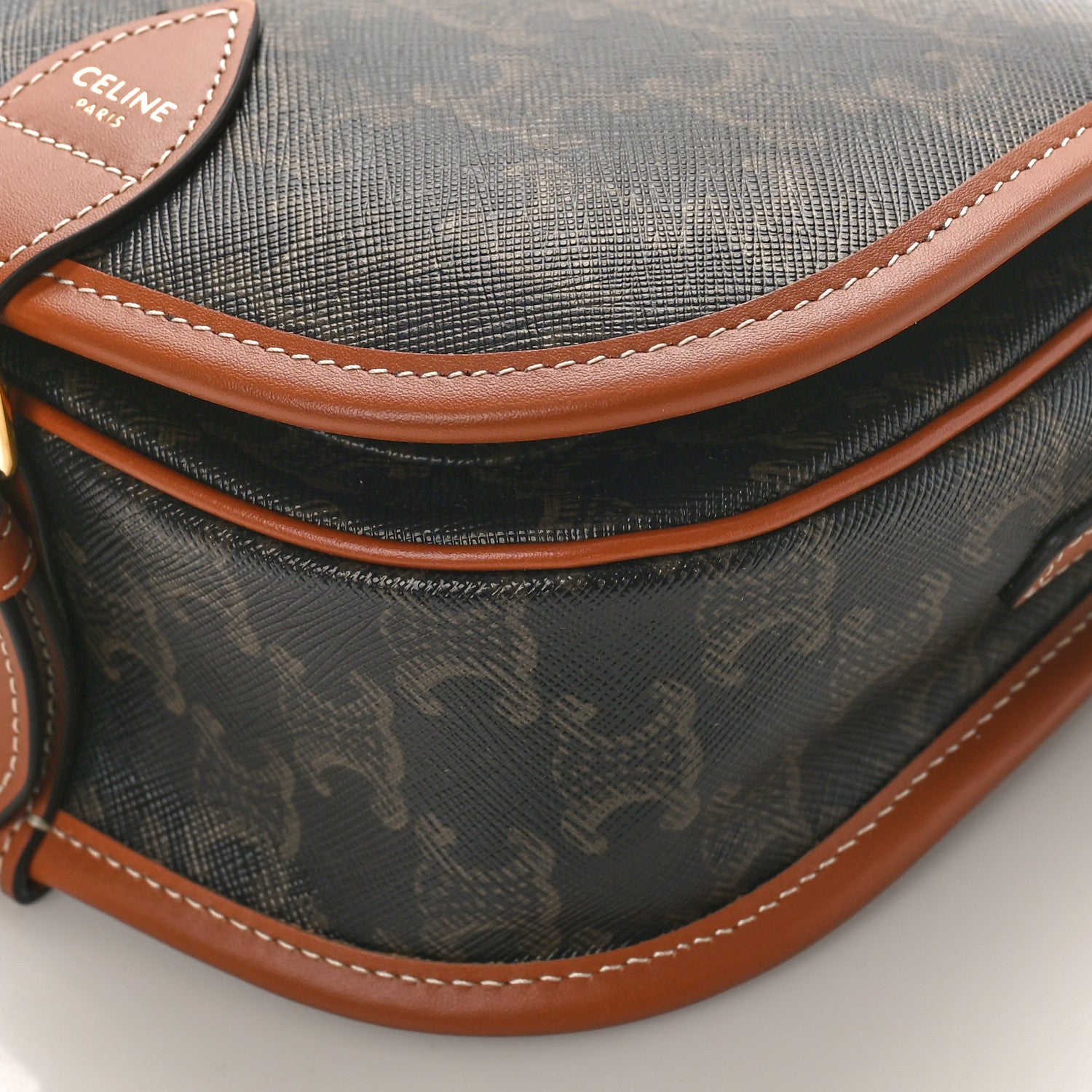 Celine Triomphe Canvas Medium Folco Bag Tan 7 of 7