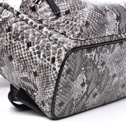 MCM Visetos Snakeskin Printed Small Stark Backpack Light Grey 6 of 9