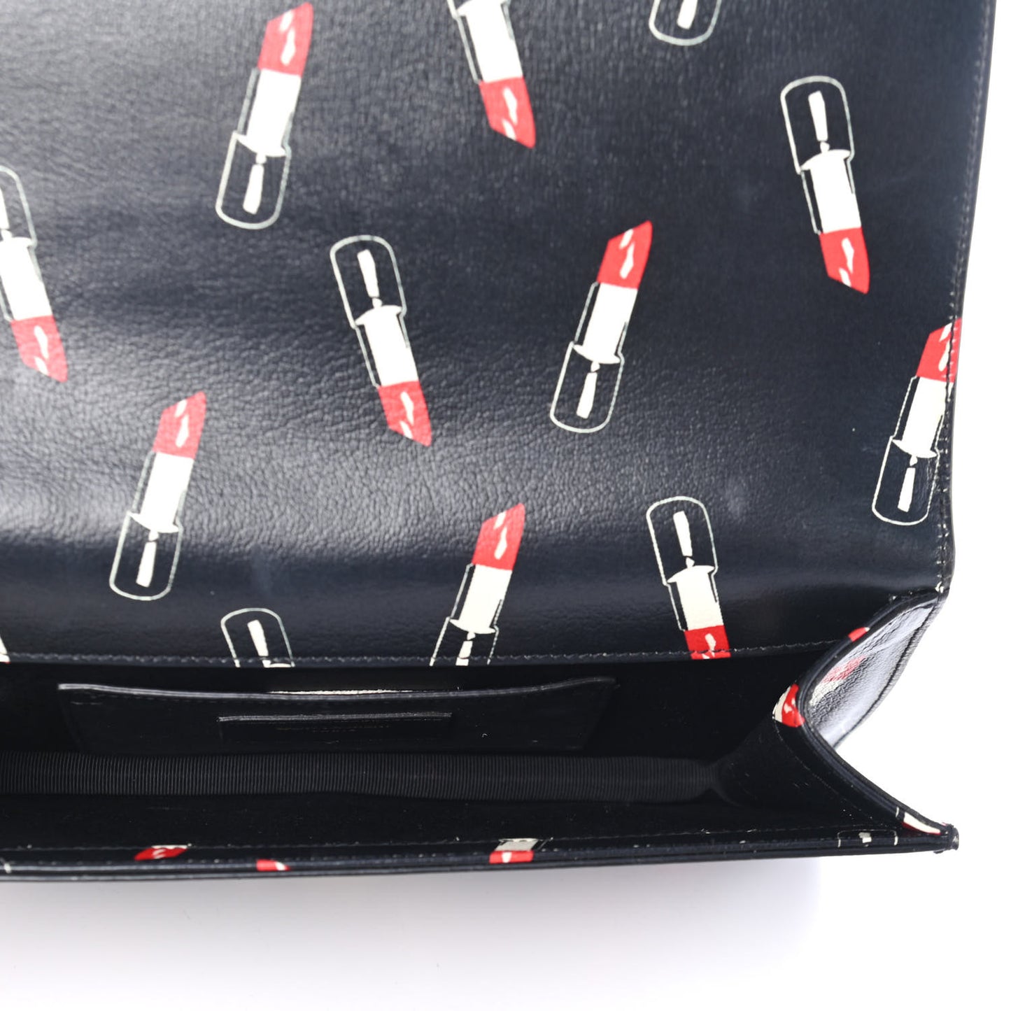 Calfskin Lipstick Print Classic Monogram Kate Clutch Black