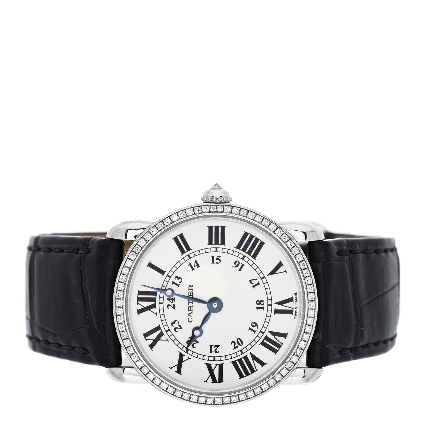 18K White Gold Alligator Diamond Bezel 29mm Ronde Louis Quartz Watch