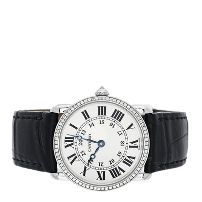 Cartier 18K White Gold Alligator Diamond Bezel 29mm Ronde Louis Quartz Watch 2 of 4