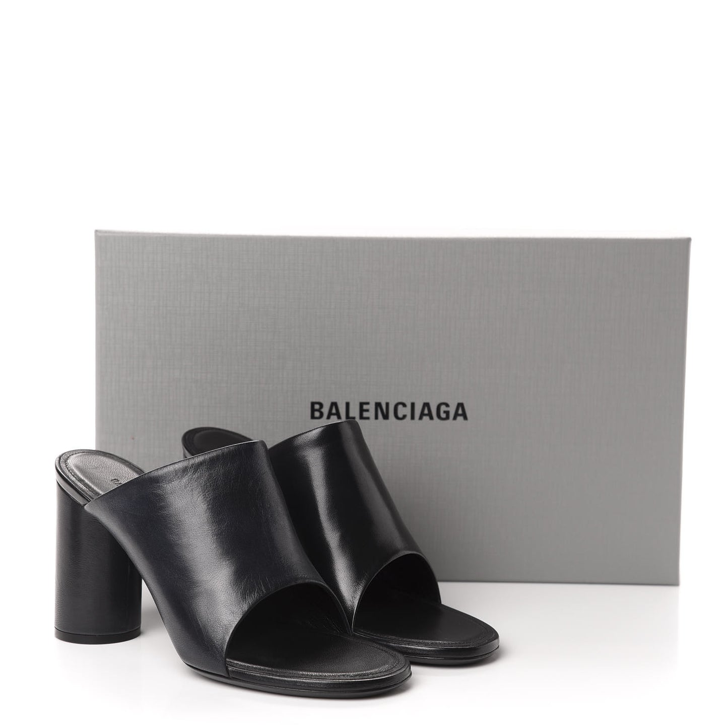 Shiny Sheepskin Oval 90mm Mule Pump 36.5 Black White