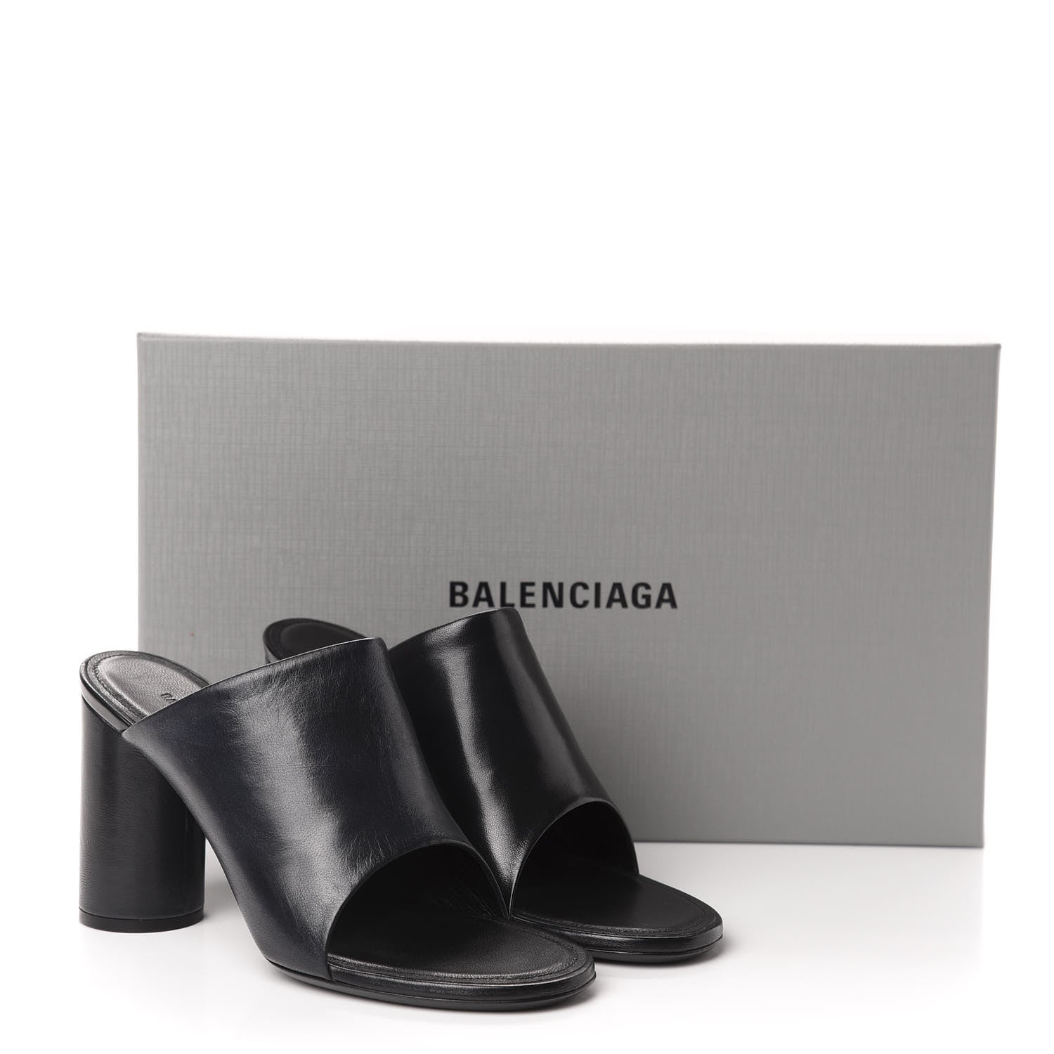 Balenciaga Shiny Sheepskin Oval 90mm Mule Pump 36.5 Black White 11 of 11