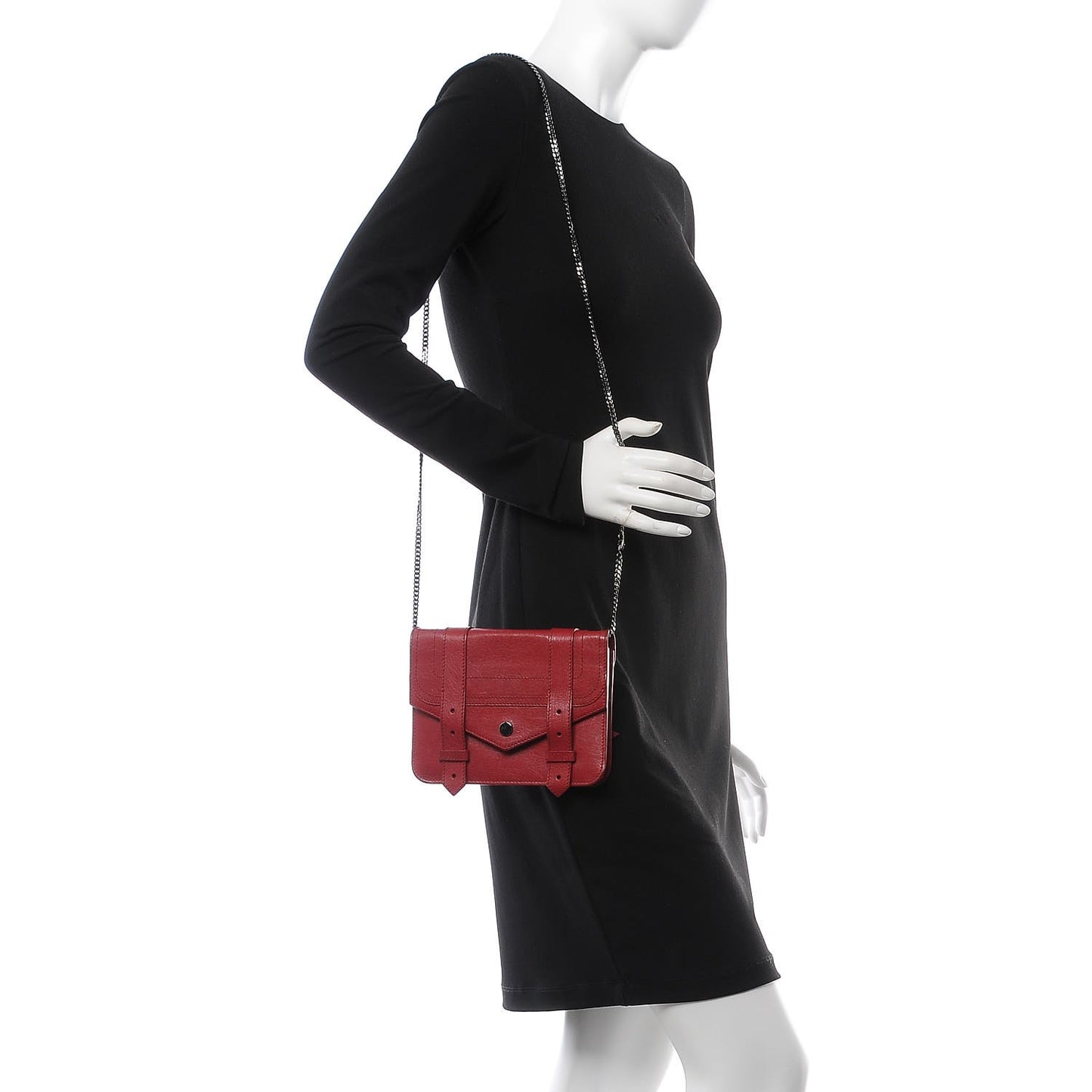 Lambskin PS1 Large Chain Wallet Red