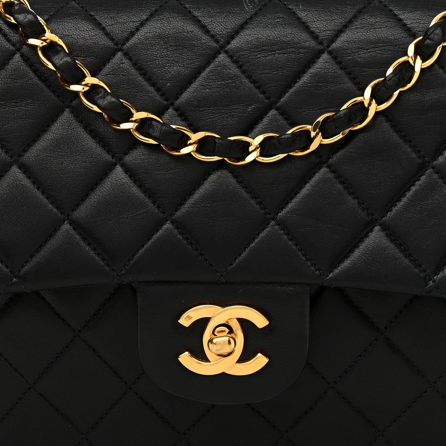 Chanel Lambskin Quilted Medium Double Flap Black 9 of 20