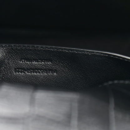 Saint Laurent Calfskin Crocodile Embossed Matelasse Monogram Baby Niki Chain Satchel Black 8 of 12