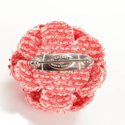 Chanel Fantasy Tweed Small Camellia CC Brooch Red Ecru 3 of 5