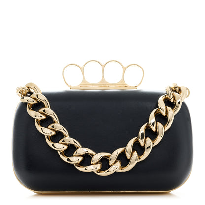 Alexander McQueen Lambskin Knuckle Box Chain Link Clutch Black 1 of 10