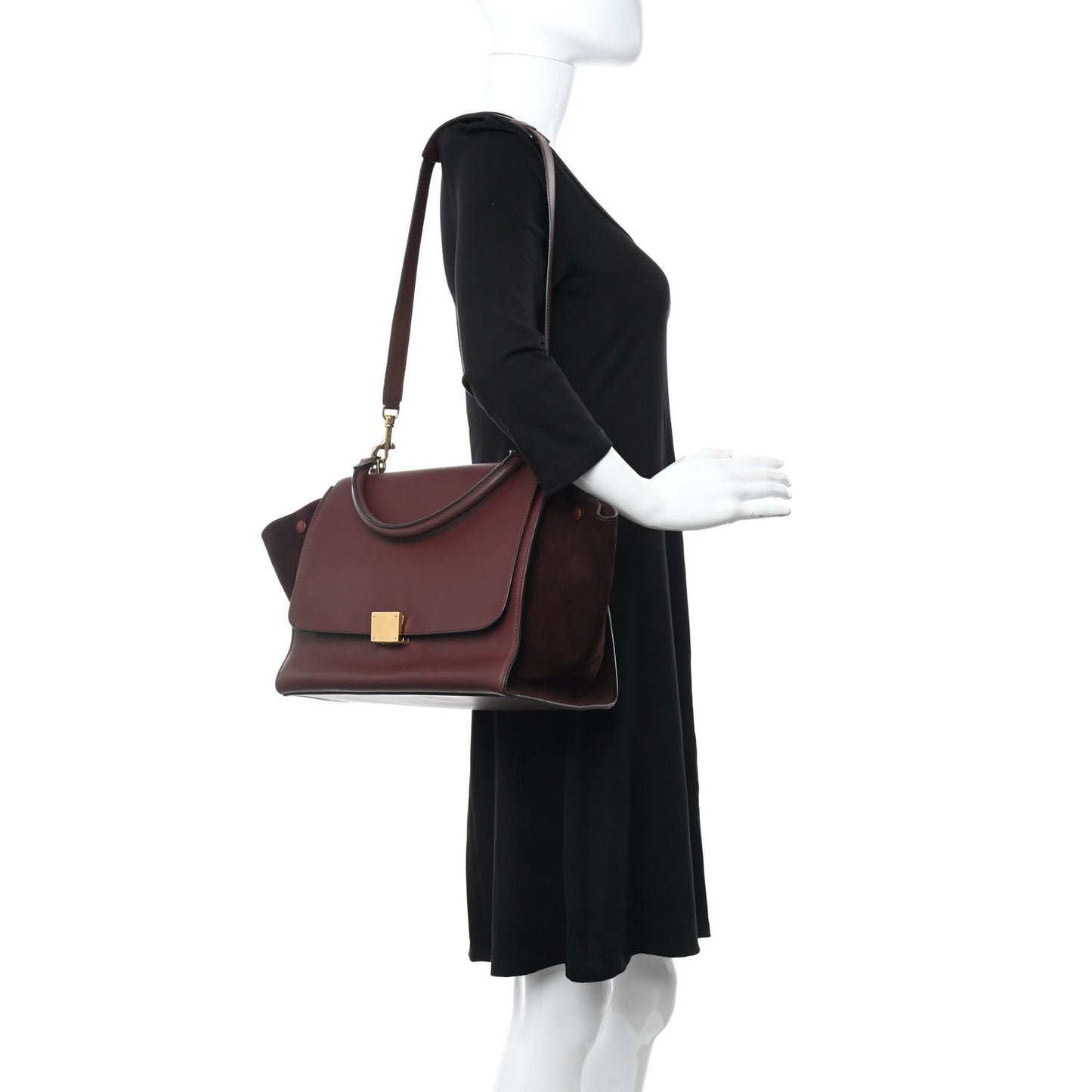Smooth Calfskin Suede Medium Trapeze Burgundy