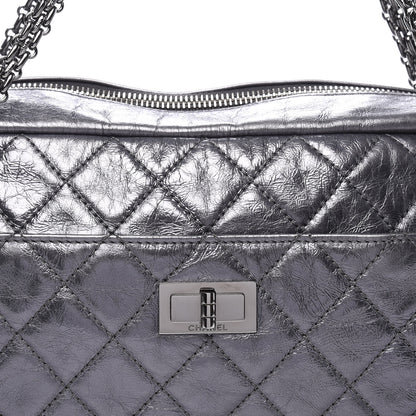 Chanel Metallic Aged Calfskin Quilted Medium Reissue Camera Case Dark Silver 9 of 9