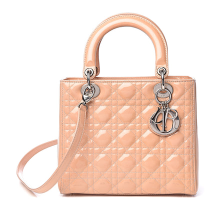 Christian Dior Patent Cannage Medium Lady Dior Beige 1 of 24