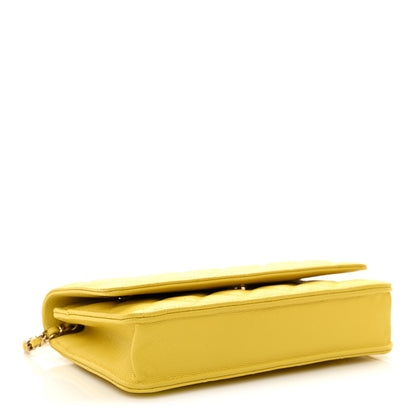 Chanel Caviar Quilted Wallet on Chain WOC Yellow 4 of 12