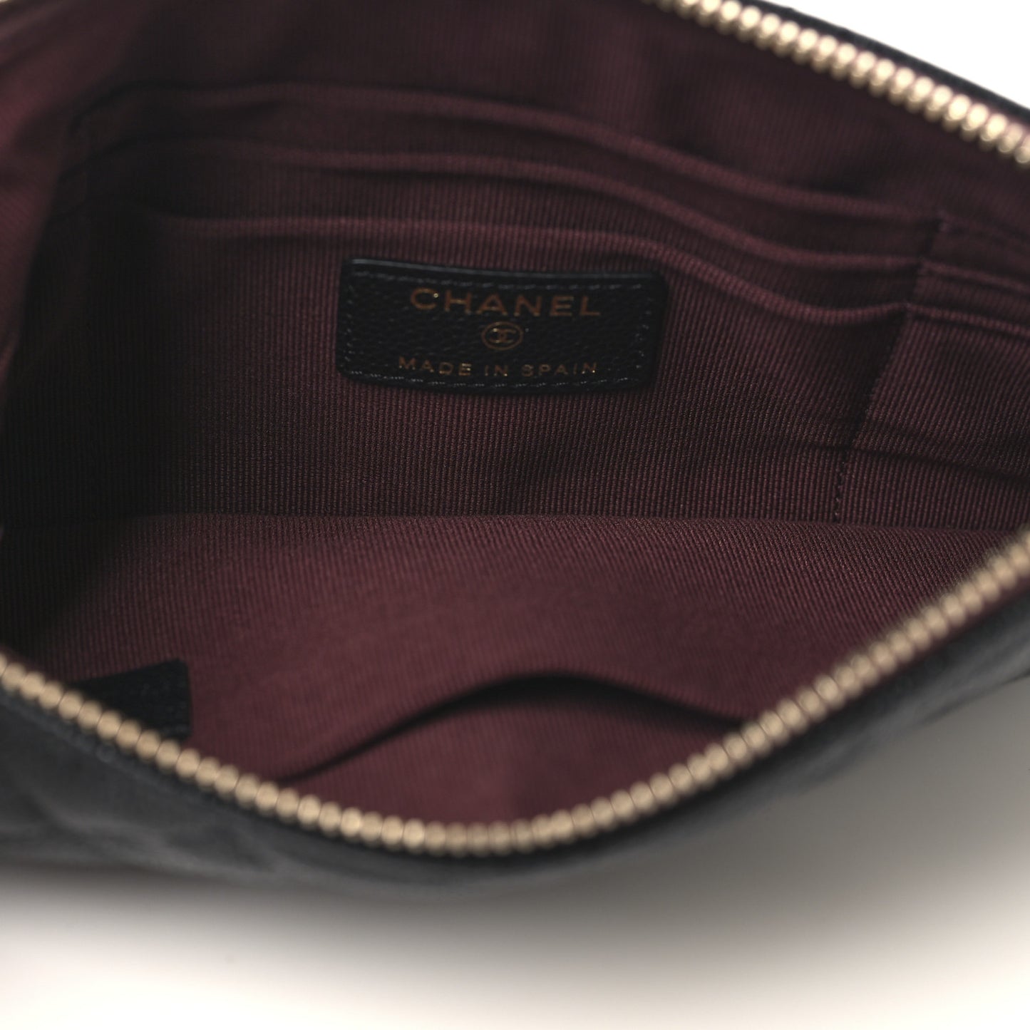 Caviar Quilted Small Zipped Pouch Black