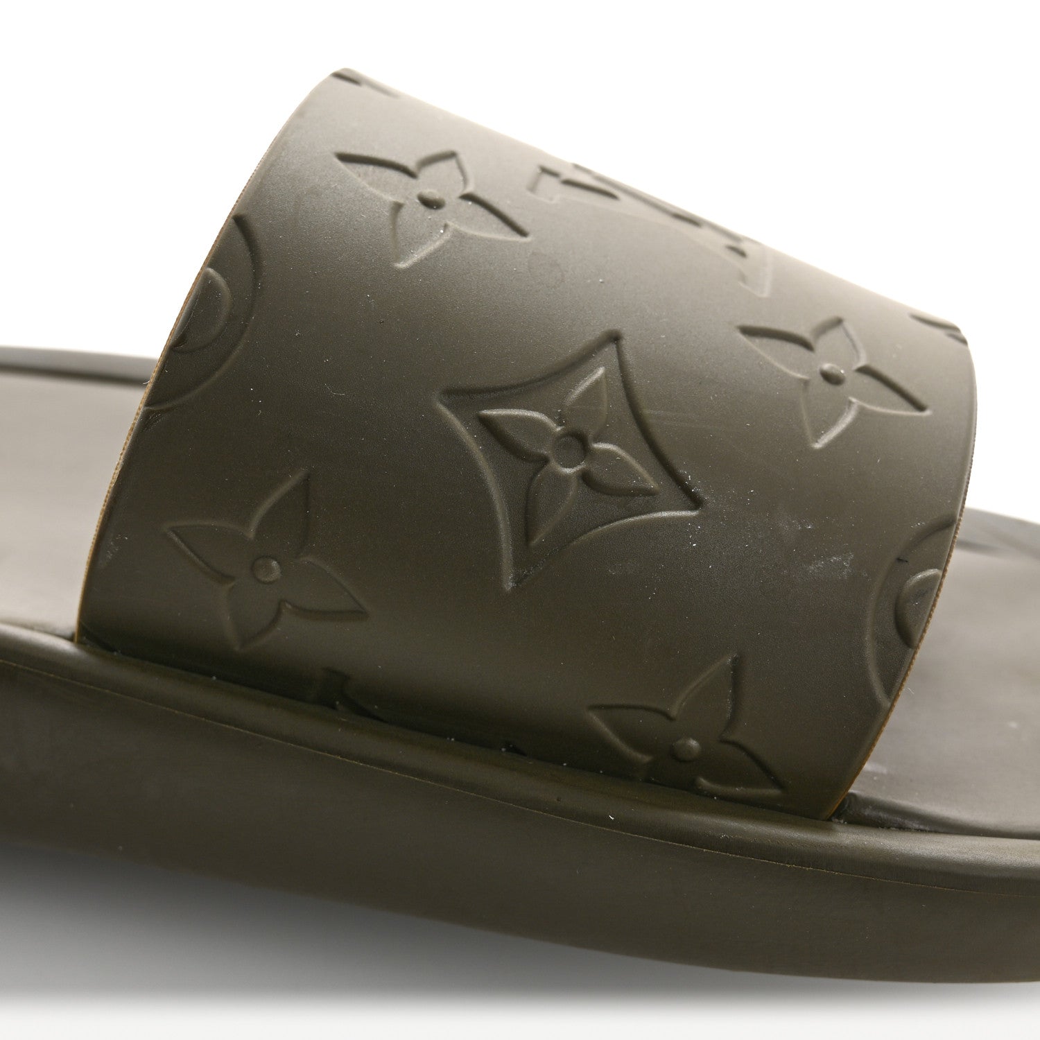 Louis Vuitton Rubber Monogram Embossed Sunbath Flat Mule 37 Kaki 9 of 9